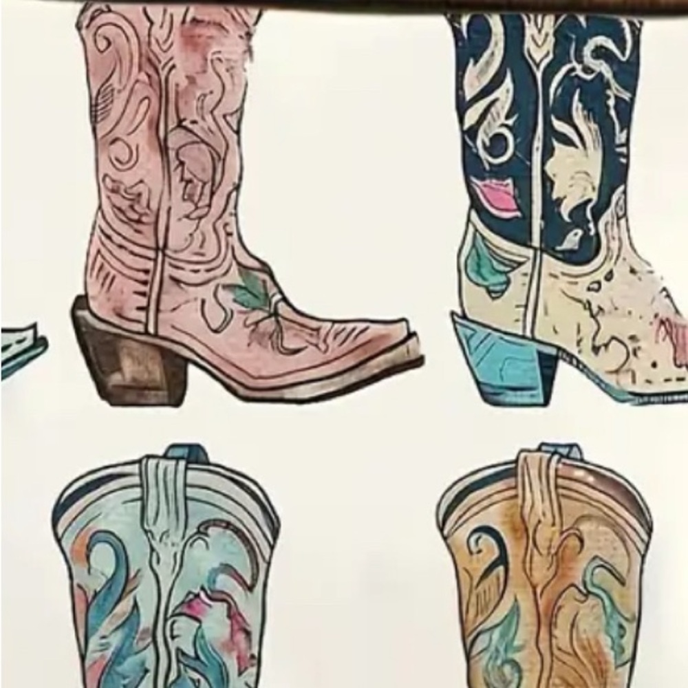 Colorful Cowboy Boot Print Cosemetic Bag - Picture 3 of 6